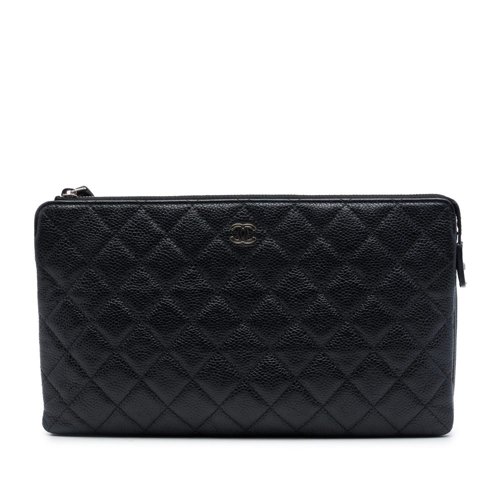 Pre-Loved Chanel CC Quilted Caviar Double Pocket Zip Pouch